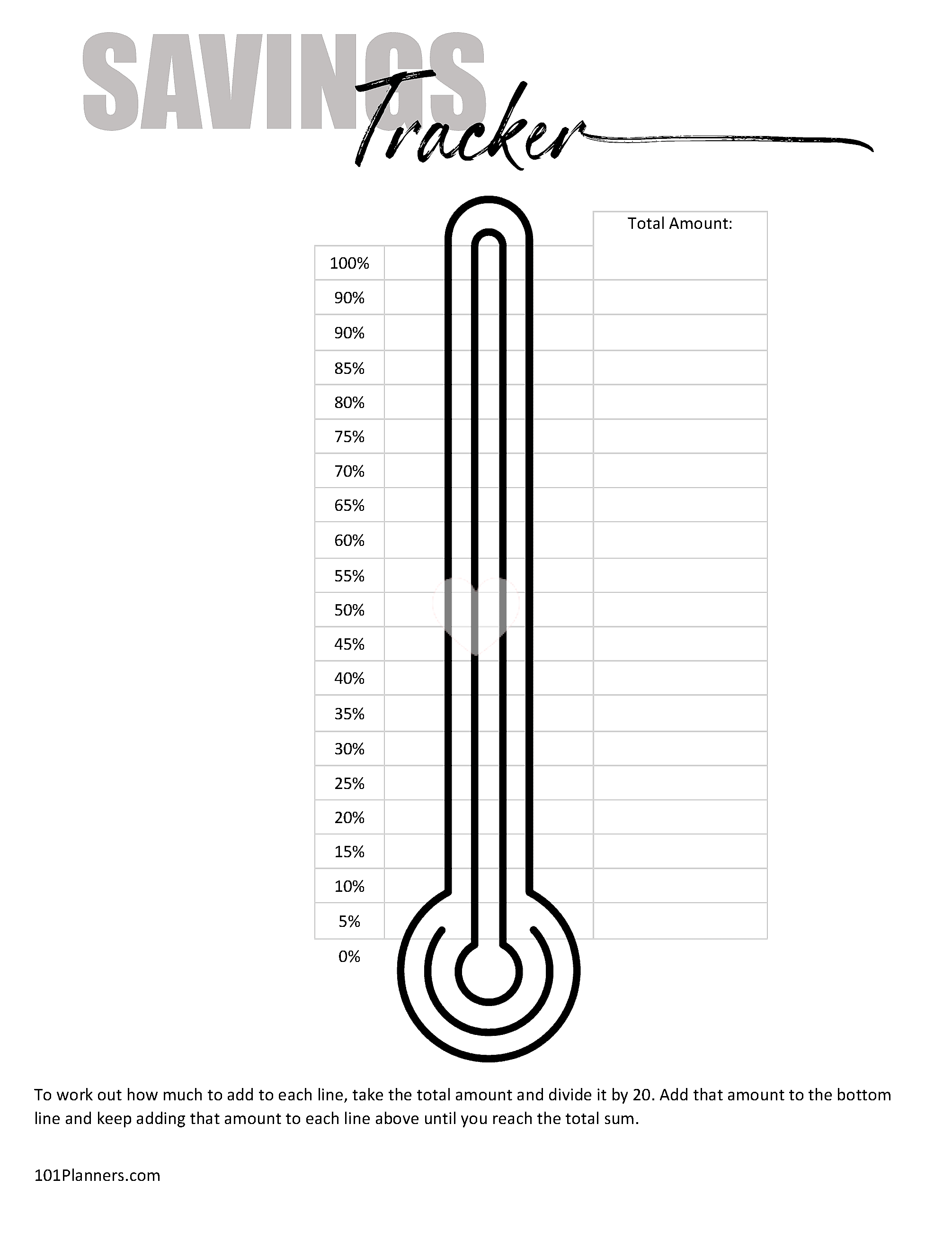 progress tracker for savings challenge