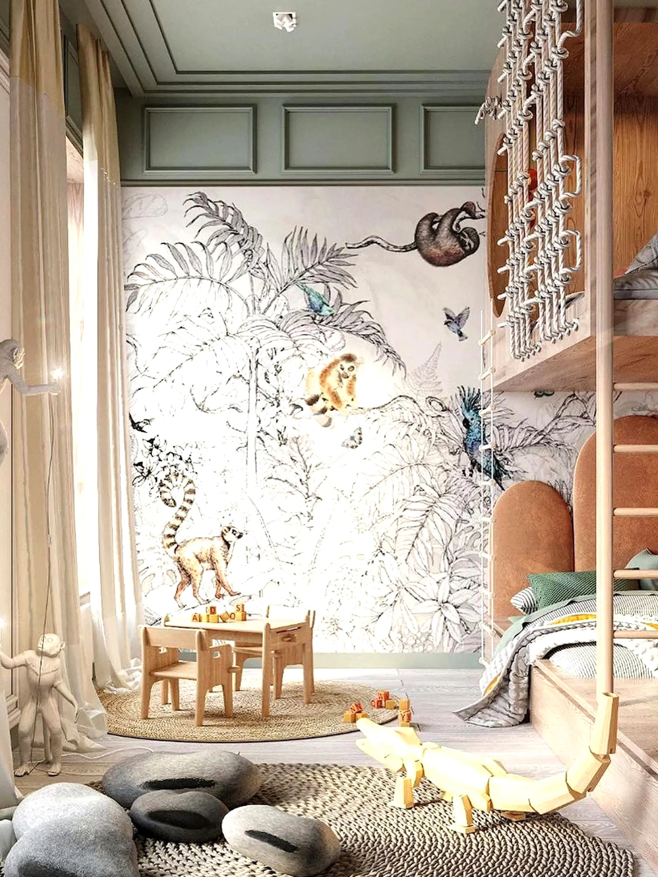 Biophilic design elements in toddler room